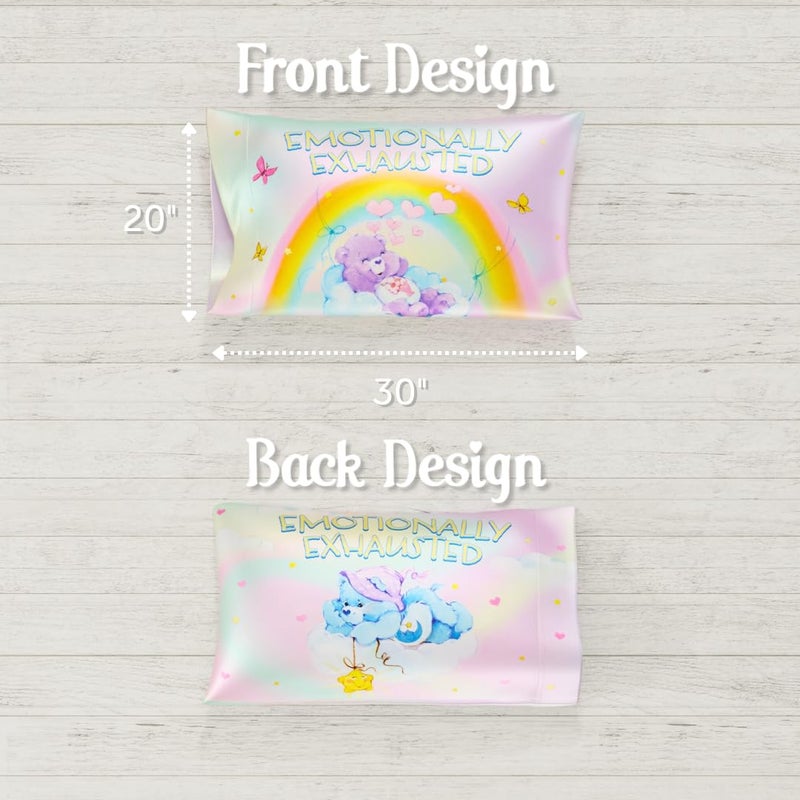 Franco Care Bears Classic Retro Beauty Silky Satin Standard Reversible Pillowcase Cover 20x30 for Hair and Skin, (Officially Licensed Product) by Franco Collectibles - Image 4
