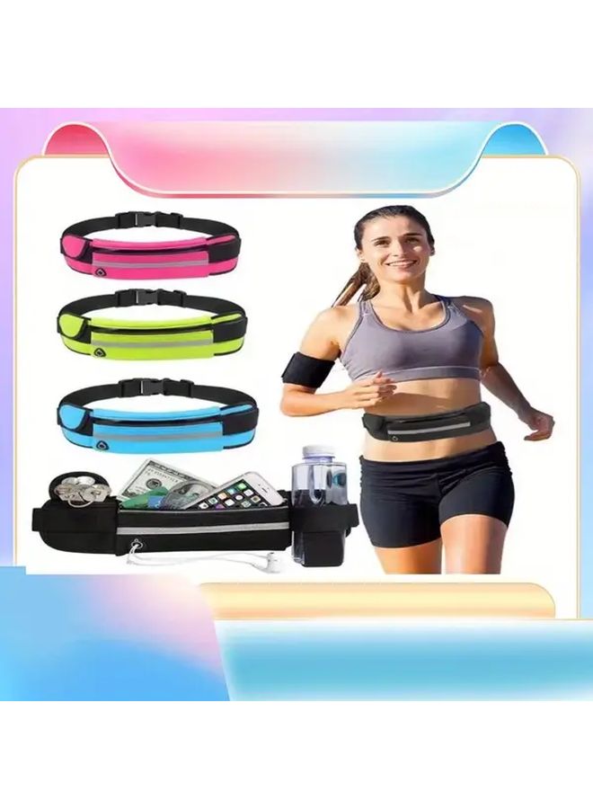 Rose Red Elastic Sports Waist Bag With Secure Zipper For Running Hiking Cycling Gear - Image 1