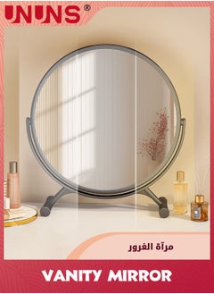 UNUNS Large Vanity Makeup Mirror,360° Rotation Black Circle Round Mirror For Dresser Desk With Stand,Metal Frame Standing Mirror,Modern Vanity Mirror For Living Room Bathroom Bedroom  - Image 5