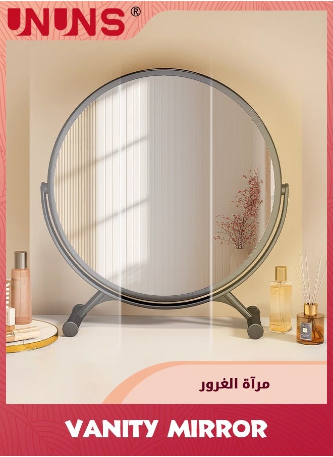 UNUNS Large Vanity Makeup Mirror,360° Rotation Black Circle Round Mirror For Dresser Desk With Stand,Metal Frame Standing Mirror,Modern Vanity Mirror For Living Room Bathroom Bedroom  - Image 5