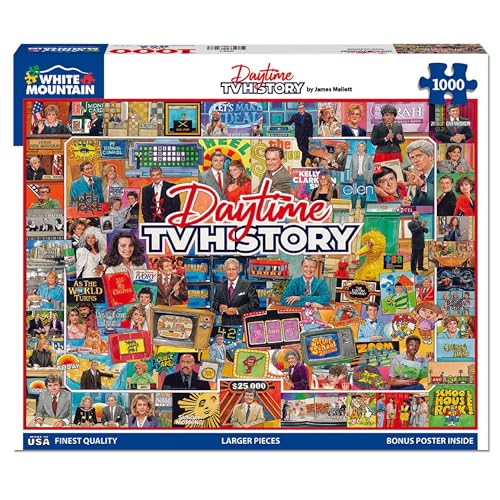 White Mountain 1000 Piece Jigsaw Puzzle Fun Retro Collage Puzzles with Large Pieces Gift for Adults and Family 24x30 Daytime TV History - Image 5