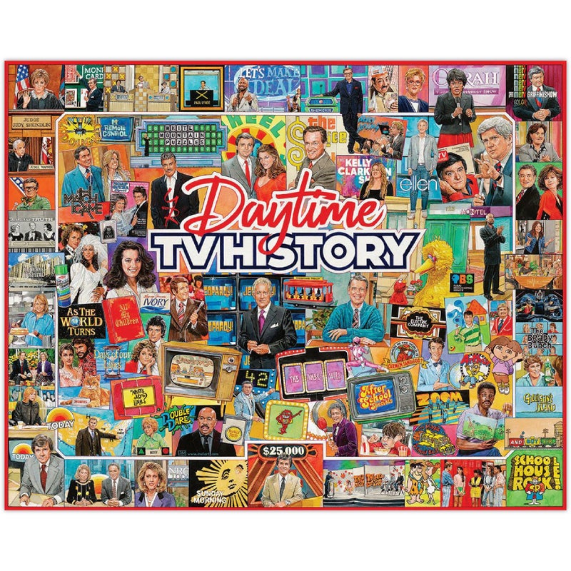 White Mountain 1000 Piece Jigsaw Puzzle Fun Retro Collage Puzzles with Large Pieces Gift for Adults and Family 24x30 Daytime TV History - Image 3