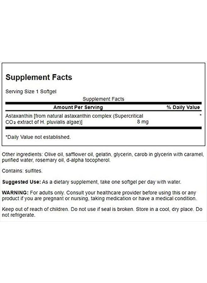 SWANSON High Potency Astaxanthin 8 Milligrams 30 Sgels - Image 2
