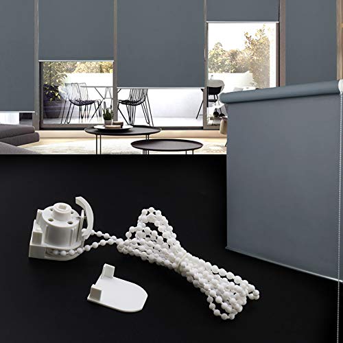 Micro Traders 1 Pcs Roman Blind Pulley Sidewinder Chain Mechanism Direct Drive Blind End Control Unit with 2 Meter White Bead Chain - Image 3