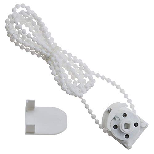 Micro Traders 1 Pcs Roman Blind Pulley Sidewinder Chain Mechanism Direct Drive Blind End Control Unit with 2 Meter White Bead Chain - Image 1