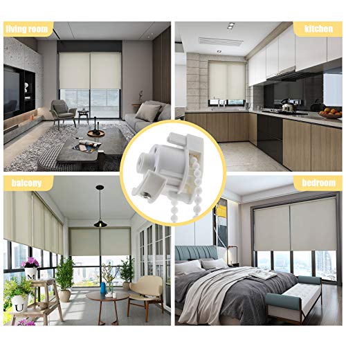 Micro Traders 1 Pcs Roman Blind Pulley Sidewinder Chain Mechanism Direct Drive Blind End Control Unit with 2 Meter White Bead Chain - Image 2