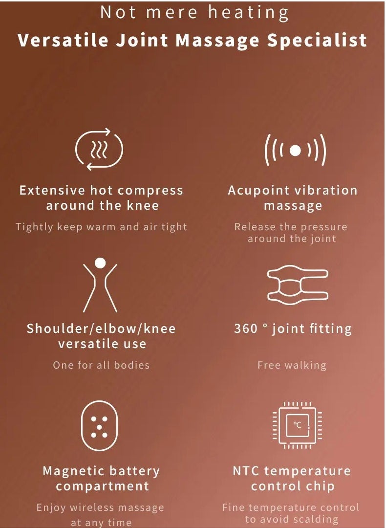 ABJ - Vibration Knee Heating Pad Knee Massager,Knee Elbow Shoulder Relaxing Leg Warmer,3-in-1,Elbow And Shoulder Support Wrap-Features Adjustable Vibration Heating Mode,Heated Knee Support With Vibration - Image 1