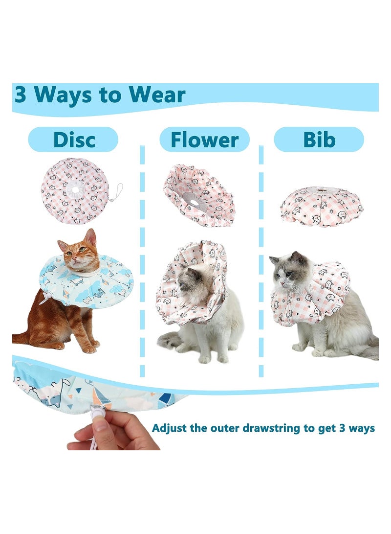 KASTWAVE Cat Cone Collar, Adjustable Cute Pet Recovery Collar After Surgery with Drawstring Design, Soft Breathable Anti-bite Stops Cats / Kittens / Puppies from Licking (Pink, S) - Image 2