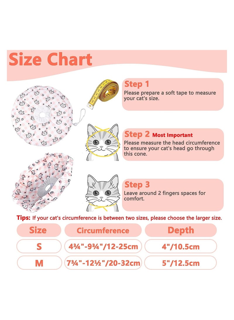KASTWAVE Cat Cone Collar, Adjustable Cute Pet Recovery Collar After Surgery with Drawstring Design, Soft Breathable Anti-bite Stops Cats / Kittens / Puppies from Licking (Pink, S) - Image 3