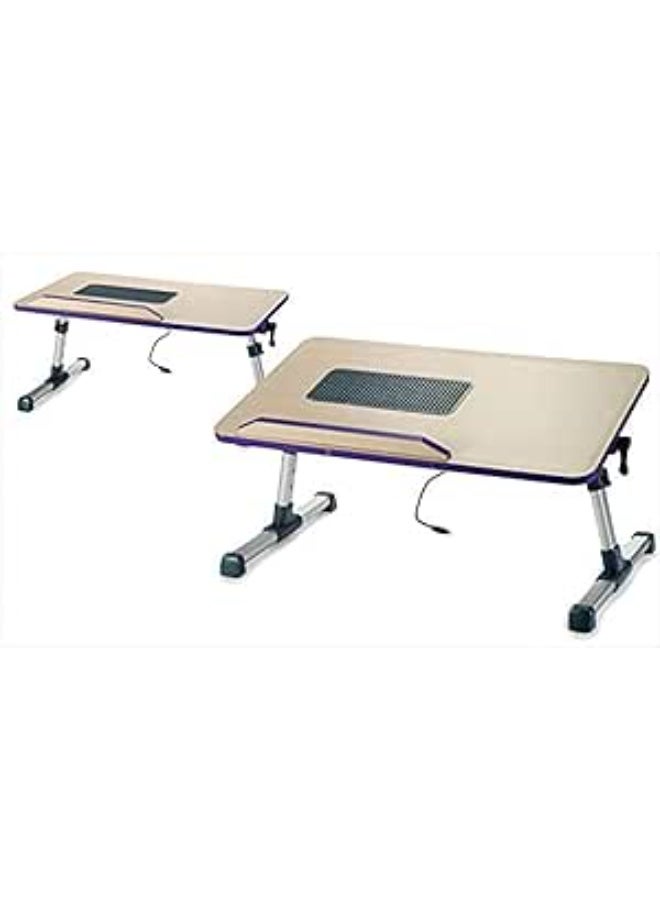 طاولة لابتوب مع مروحة تبريد للابتوبات 14.1 بوصة - قابلة للتعديل، قابلة للطي وسهلة الحمل للاستخدام على السرير، الأريكة، أو الأرض