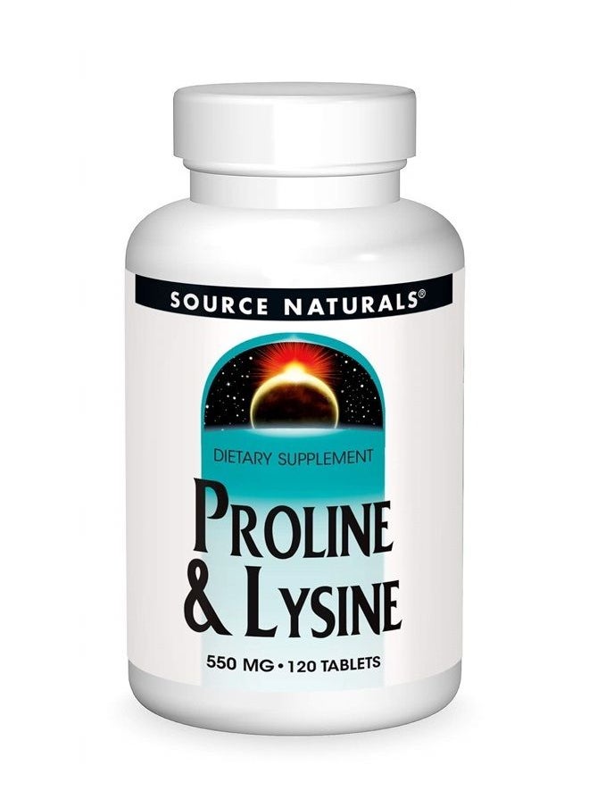 Source Naturals - L-proline & l-lysine, 550 mg - 120 Tablets - Image 1