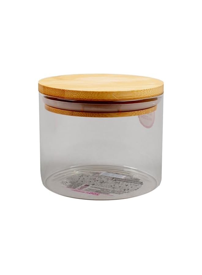 Glass Canister With Bamboo Lid | 400 mL | Airtight Storage Jar | Kitchen & Home Organization