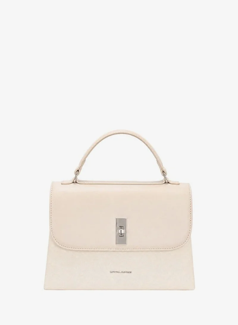 ديفيد جونز David Jones CM8293 Women's Structured Flap Handbag | Premium Synthetic Leather Top Handle & Shoulder Bag with Twist Lock | Elegant Designer Satchel for Work, Office & Everyday Use