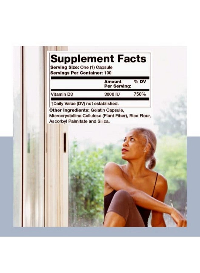 Olympian Labs Vitamin D3 3000Iu 100 Servings Supports Bone Density & Healthy Calcium Levels 100 Capsules - Image 3