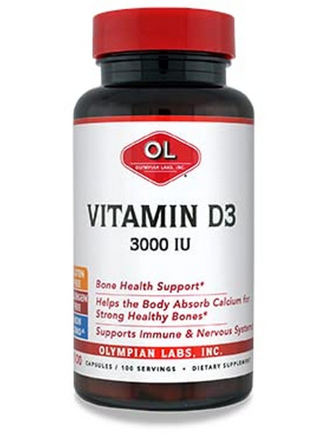 Olympian Labs Vitamin D3 3000Iu 100 Servings Supports Bone Density & Healthy Calcium Levels 100 Capsules - Image 1