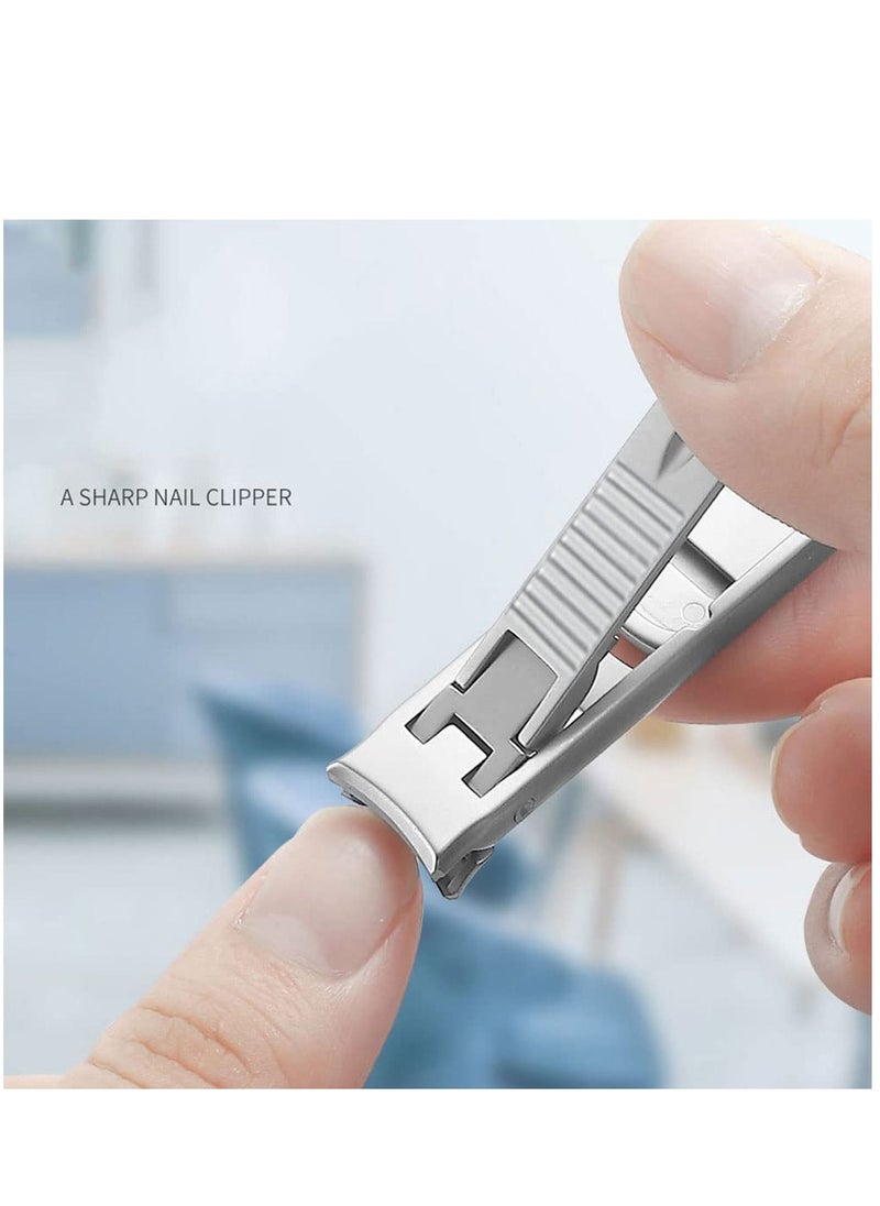 Excefore - Multifunctional Stainless Steel Fingernail and Toenail Clipper Cutters Foldable Wide Jaw Opening Cutter with Safety Lock Double Head Curved & Slanted Trimmer & Sharp Nail File with Box - Image 1