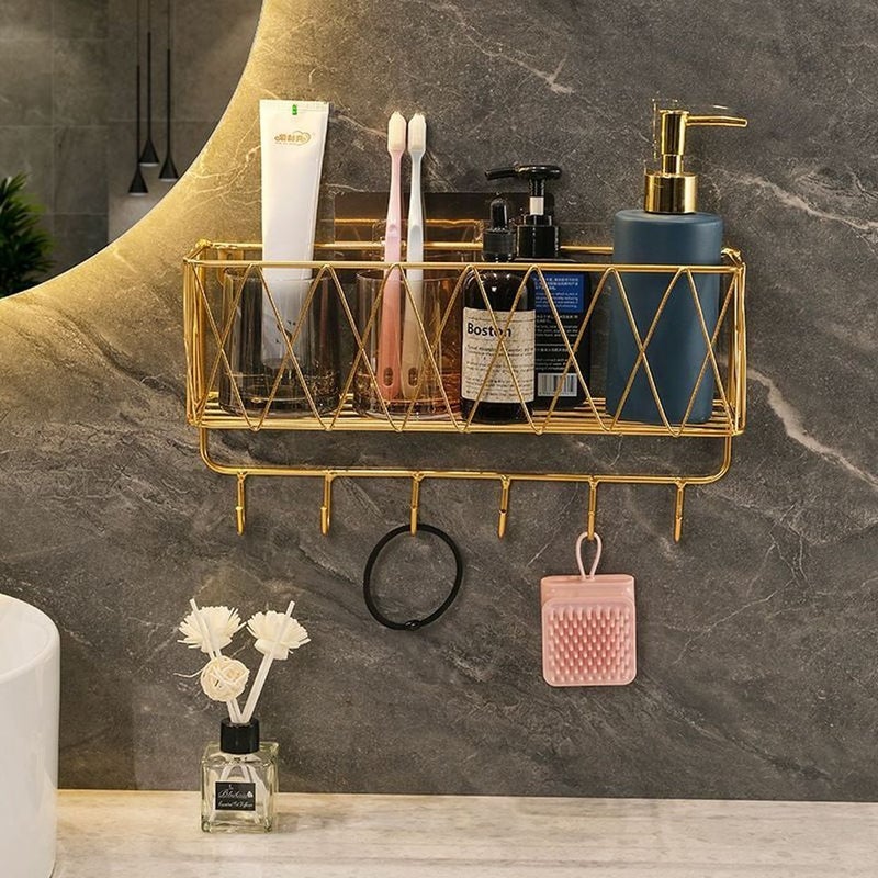 Gold Stainless Steel Wall Shelf 12x34x10 cm - Image 3
