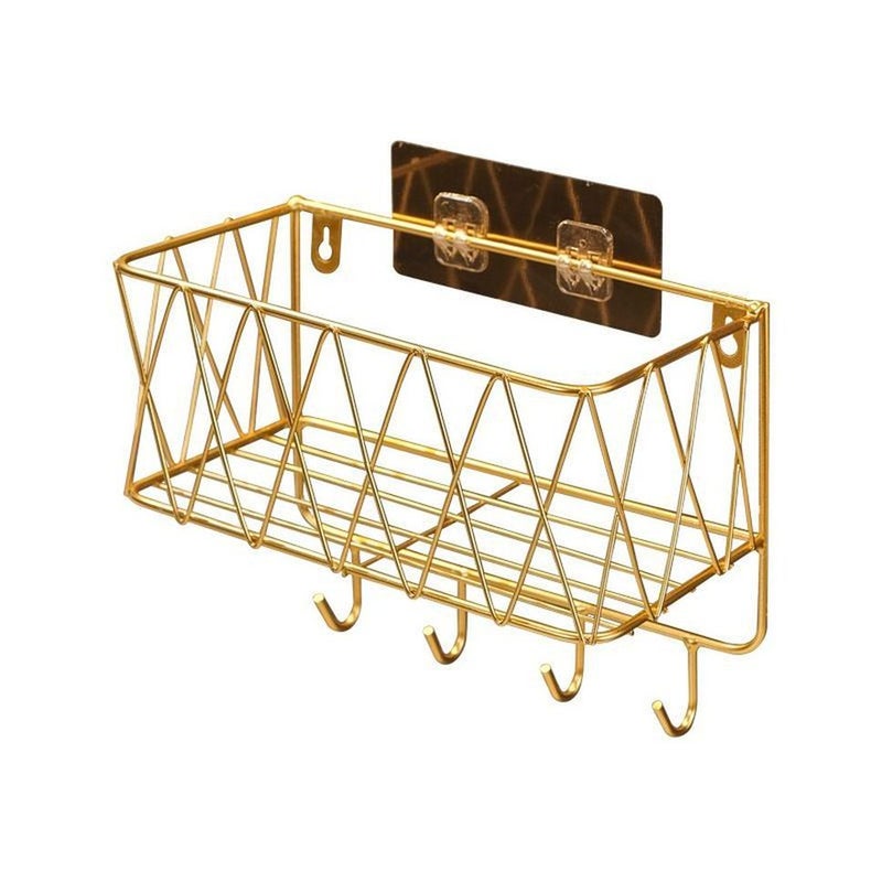 Gold Stainless Steel Wall Shelf 12x34x10 cm - Image 4