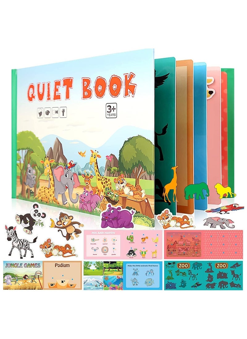 Quiet Book for Toddlers, 2022 New Montessori Interactive Felt Quiet Book for Toddlers 2-6, 10 Pages Educational Toy Travel Toy for Boys Girls, Preschool Learning, Animal Theme  - Image 1