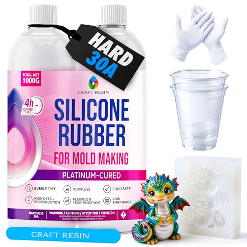 Craft Resin مجموعة صنع قوالب السيليكون من كرافت ريزين 34 أوقية 22 رطل، سيليكون سائل بلاتيني لصنع قوالب الراتنج بنسبة خلط 11، شدة شاور 30A، مجموعة سيليكون خالية من الفقاعات للقوالب، صابون، شموع، وتشكيل القوالب - Image 1