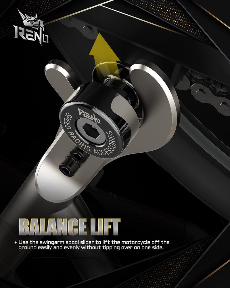RENO SP1-M10/150 Aluminum Motorcycle Swingarm Spools Slider PRO Compatible with Select Models (Black, 2 Pcs) - Image 5