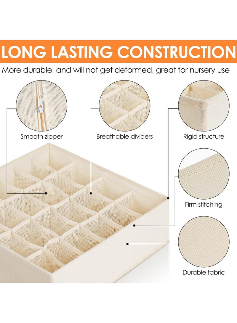 3 Pack Wardrobe Organiser 72Cell Fabric Foldable Cabinet Dresser Closet Organizers and Storage Boxes for Organizing Socks  Underwear  Ties Belts (24+24+24 Cell Underwear Organizer  Beige) - Image 5
