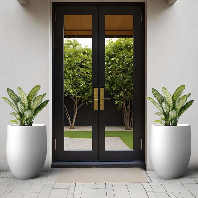 Kante Tall Concrete Planter, 21.7-Inch Height White Large Indoor Outdoor Plant Pot with Drainage Hole for Patio Garden Home, Modern Decor for Flowers and Tree - Image 3