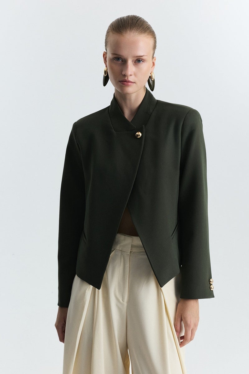 ANTIOCH Stand-Up Collar, Single-Button Blazer Jacket - Image 1