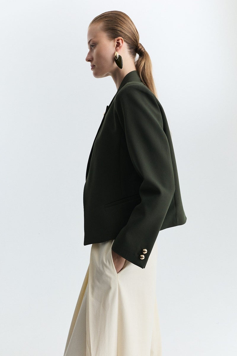 ANTIOCH Stand-Up Collar, Single-Button Blazer Jacket - Image 4