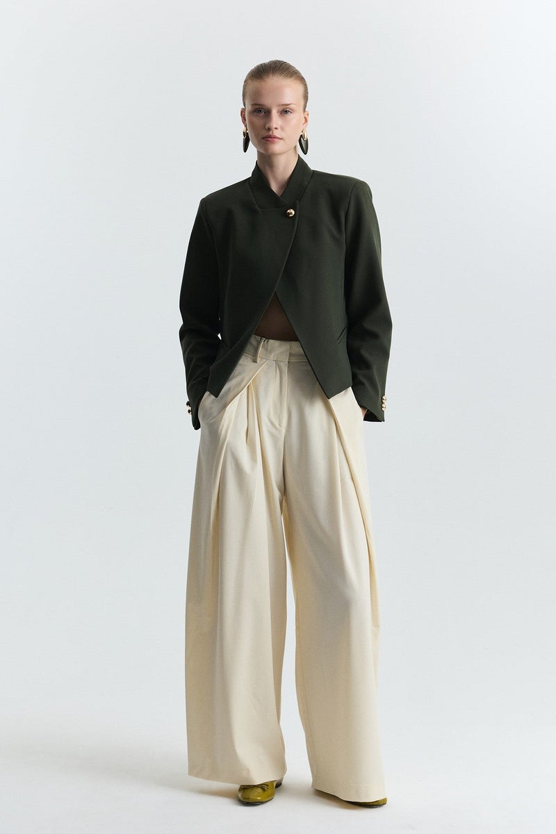 ANTIOCH Stand-Up Collar, Single-Button Blazer Jacket - Image 2