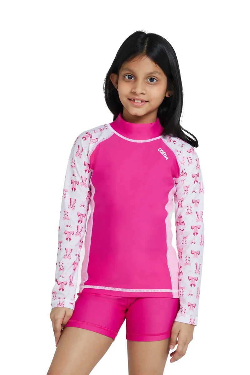 COEGA SUNWEAR COEGA Girls Kids Rashguard Long Sleeve - Pink Bows