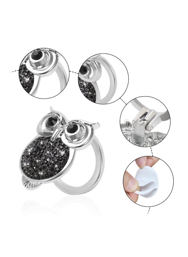Car Push Start on Cover Cute Bling Crystal Car Engine Start Stop on Cover Car Engines Start Stop Accessories for Owl Car Interior Decoration Black Rhinestone Sticker - Image 3