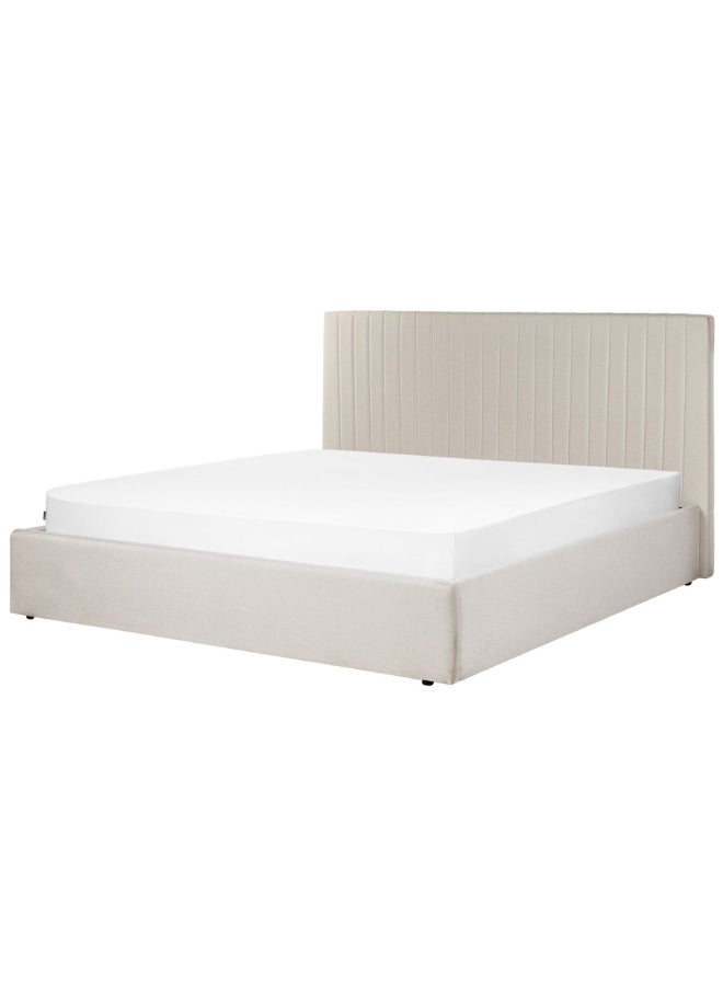 Bed and Mattress Home Dream Drape Upholstered King Size ( Mattress Size 180 X 200 CM ) Dark Beige Color Bed Size 212 W X 188 L CM ( Mattress Sold Separately )  - Image 2