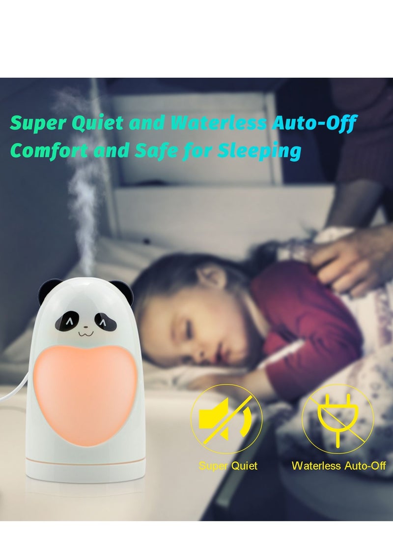 Cute Panda Humidifier 180ml Bedroom Diffuser with 7 Colorful LED Light 2W White