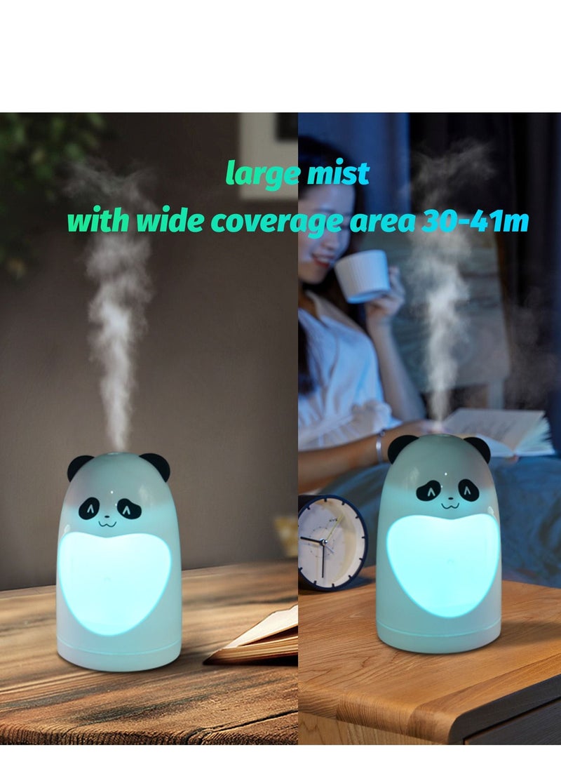 Cute Panda Humidifier 180ml Bedroom Diffuser with 7 Colorful LED Light 2W White