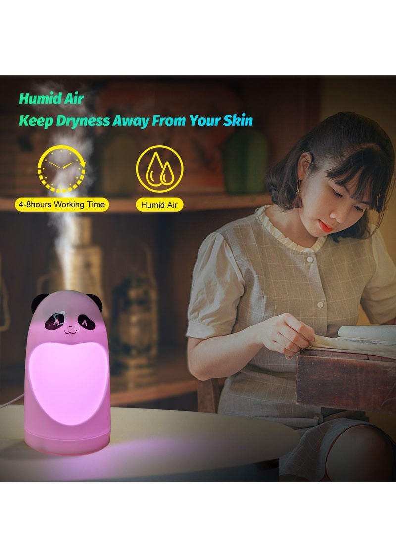 Cute Panda Humidifier 180ml Bedroom Diffuser with 7 Colorful LED Light 2W White