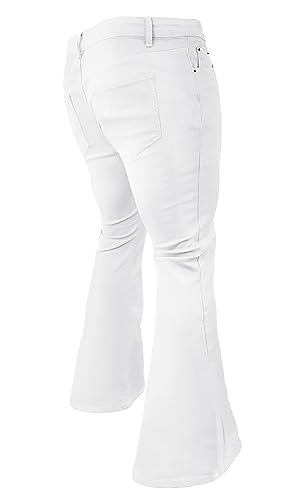 EVEDESIGN 70s Disco Pants for Men,Mens Bell Bottom Jeans Pants,60s 70s Bell Bottoms Vintage Denim Pants Jeans for Men White - Image 3