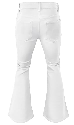 EVEDESIGN 70s Disco Pants for Men,Mens Bell Bottom Jeans Pants,60s 70s Bell Bottoms Vintage Denim Pants Jeans for Men White - Image 2