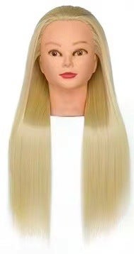 Generic Mannequin Head with Synthetic Hair for Styling Practice Beige White