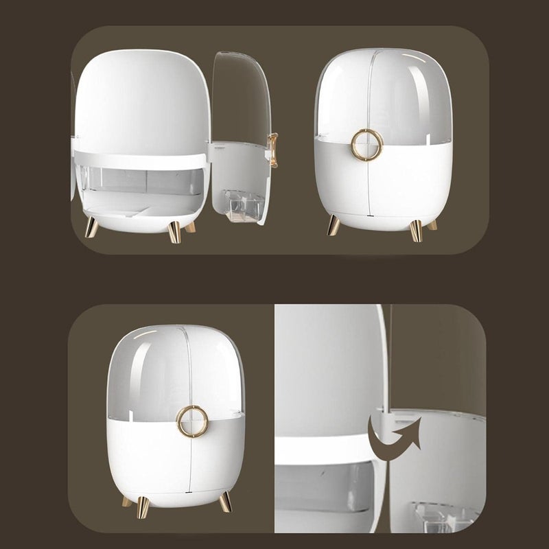 Crobat صندوق تنظيم مكياج حديث مع درج، رف عرض مقاوم للماء والغبار، خزانة أنيقة مناسبة لسطح الحمام أو تسريحة النوم - Image 4