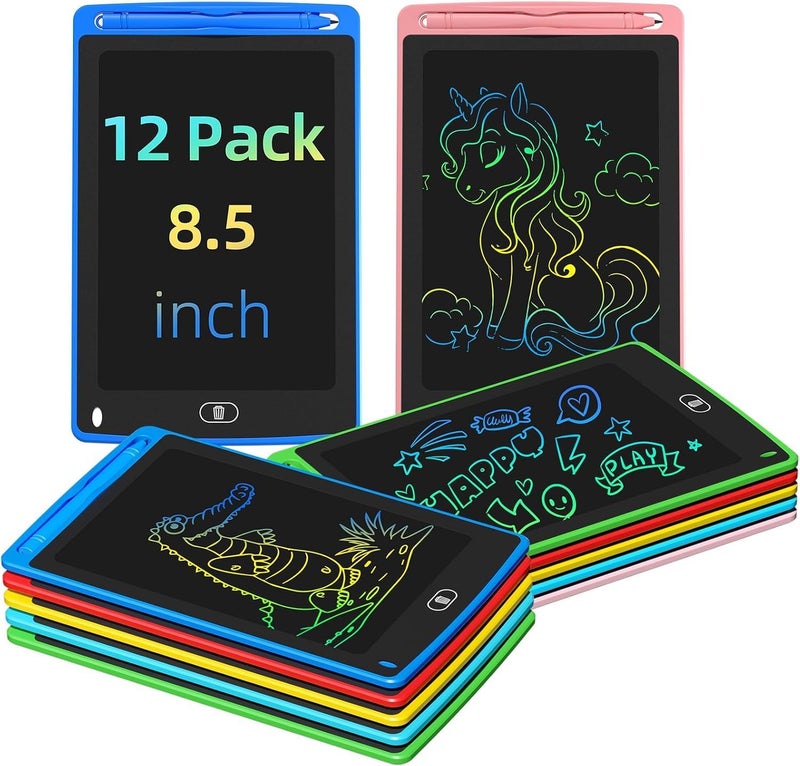 TQU 12 Pack LCD Writing Tablet for Kids, 8.5 Inch Colorful Doodle Board Drawing Tablet, Erasable Doodle Pad for Toddlers, Educational Learning Toys Birthday Gifts for Boys Girls Age 3 4 5 6 7 8 - Image 1