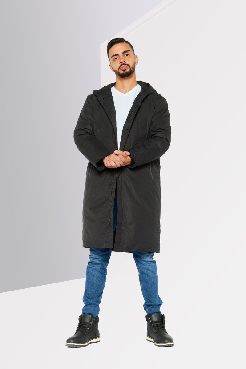 LACOSTE Men Solid Hooded Jacket, Black  - Image 2