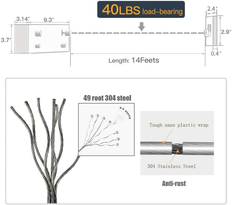 JOOM Retractable Clothesline |Indoor Outdoor Clothes Line | Heavy Duty Clothes Drying Laundry Line | Wall Mounted Drying Rack Clothing Line | Retracting Hanging | Lock to Prevent Sagging - Image 4