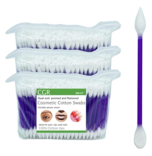CGR 900pcs CGR Precision Cotton Swabs with Pointed and Flattened Tip Cosmetic Makeup Applicator(3x300pcs in bags) - Image 1