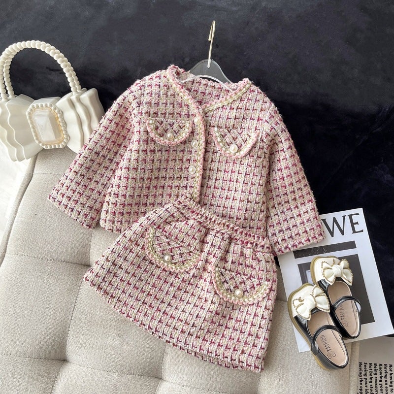 Korean Fashion Pink Coat + skirt 