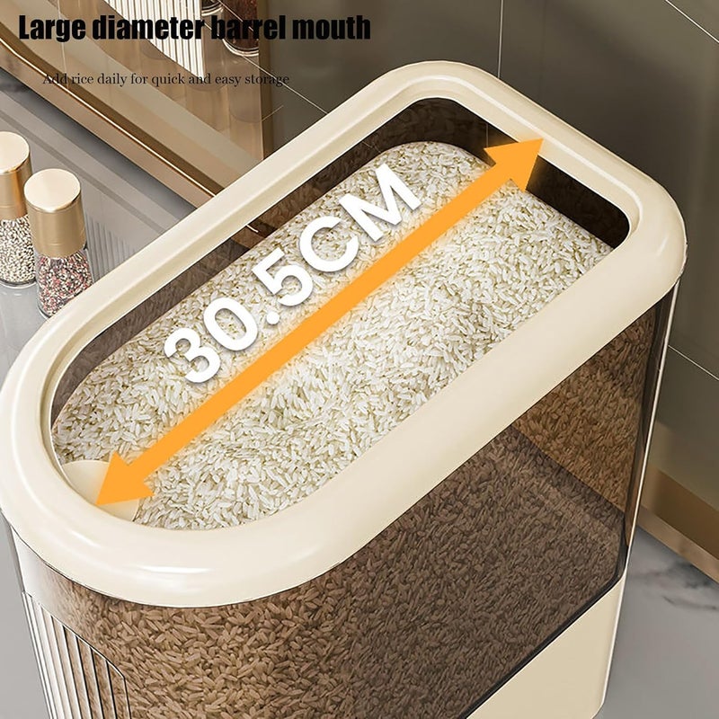 Peaoop 22LBS Rice Dispenser, Large Grain Container Storage with Lid Measuring Cylinder Household Cereal Dispenser Bucket for Kitchen Soybean Corn (22lb) - Image 5