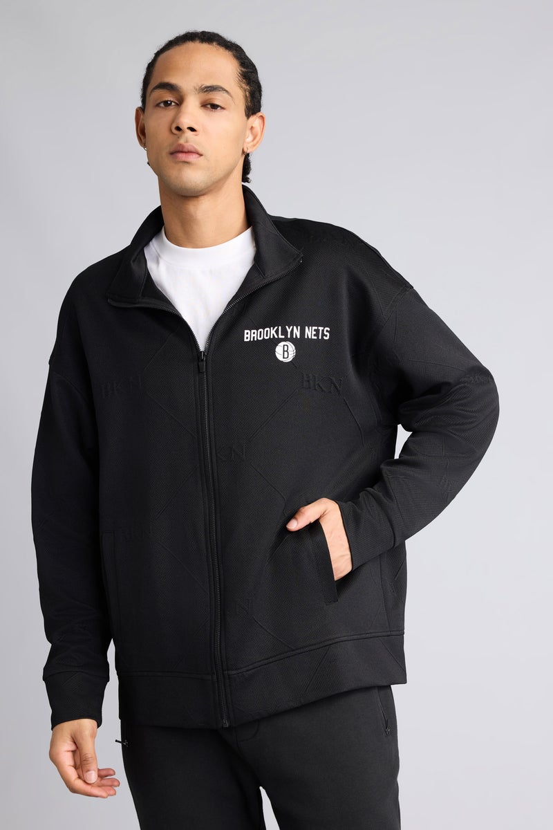 DeFacto Black Man Oversize Fit Brooklyn Nets Licensed Cardigan Casual - Image 3