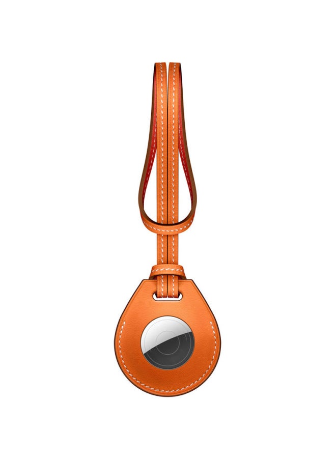 Generic - Suitable For Apple AirTag Protective Case Cowhide Protective Case Leather Keychain Anti-loss Hook All-inclusive Protective Case-Color:A Section Orange-Applicable Model:airtag Protective Sleeve - Image 1