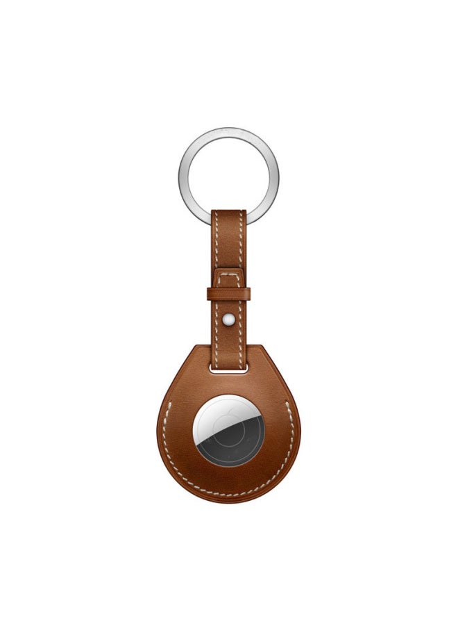Generic - Suitable For Apple AirTag Protective Case Cowhide Protective Case Leather Keychain Anti-loss Hook All-inclusive Protective Case-Color:A Section Orange-Applicable Model:airtag Protective Sleeve - Image 1