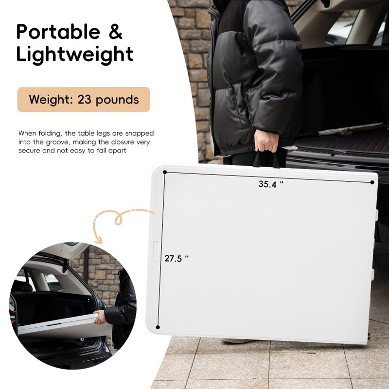 pollilar 6FT Folding Table Plastic 6 Foot Foldable Table HDPE Portable Banquet Surface Fold-in-Half Desk Utility for Working Meeting,Parties, Picnic, Camping, Weddings, Catering, Garden Dining-White - Image 3